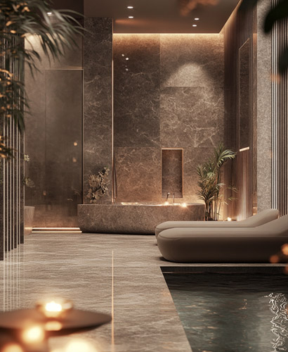 Progetto Spa con Rivestimenti Lapideo